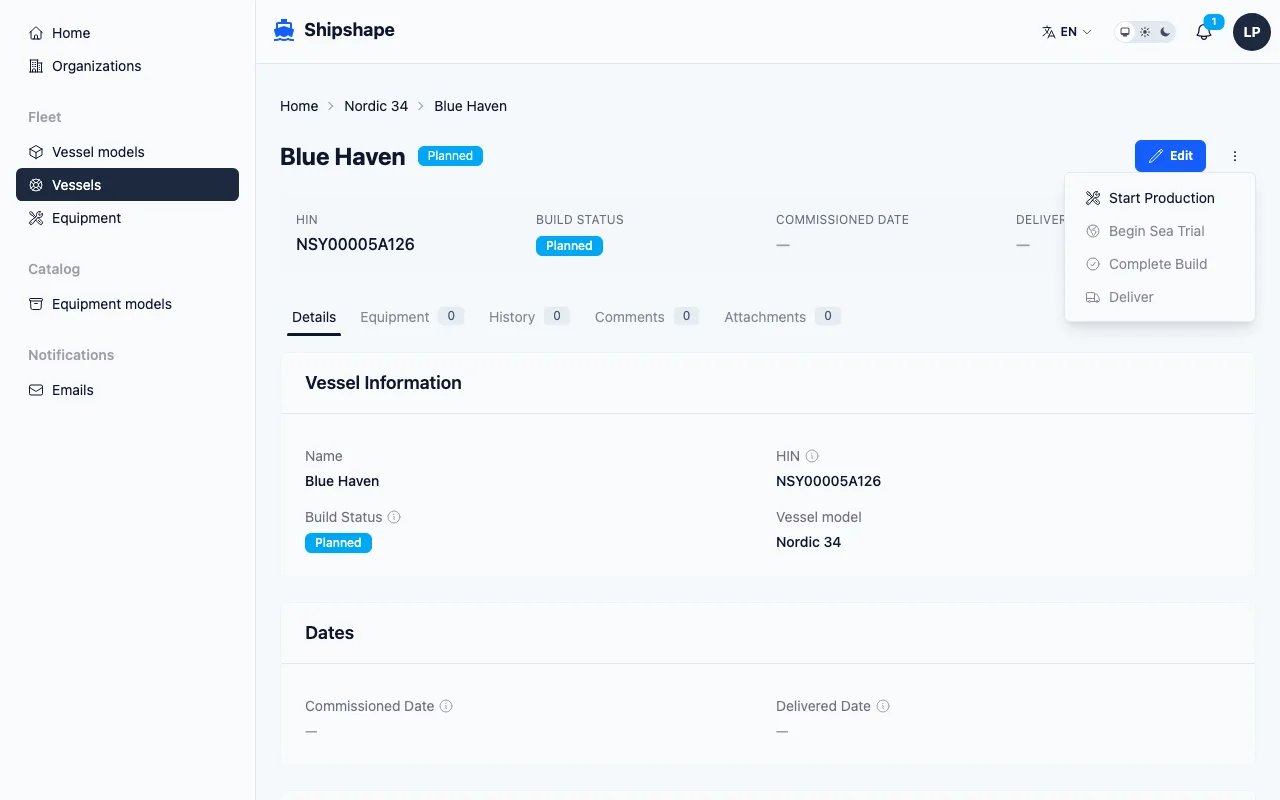 State machine action buttons on detail page